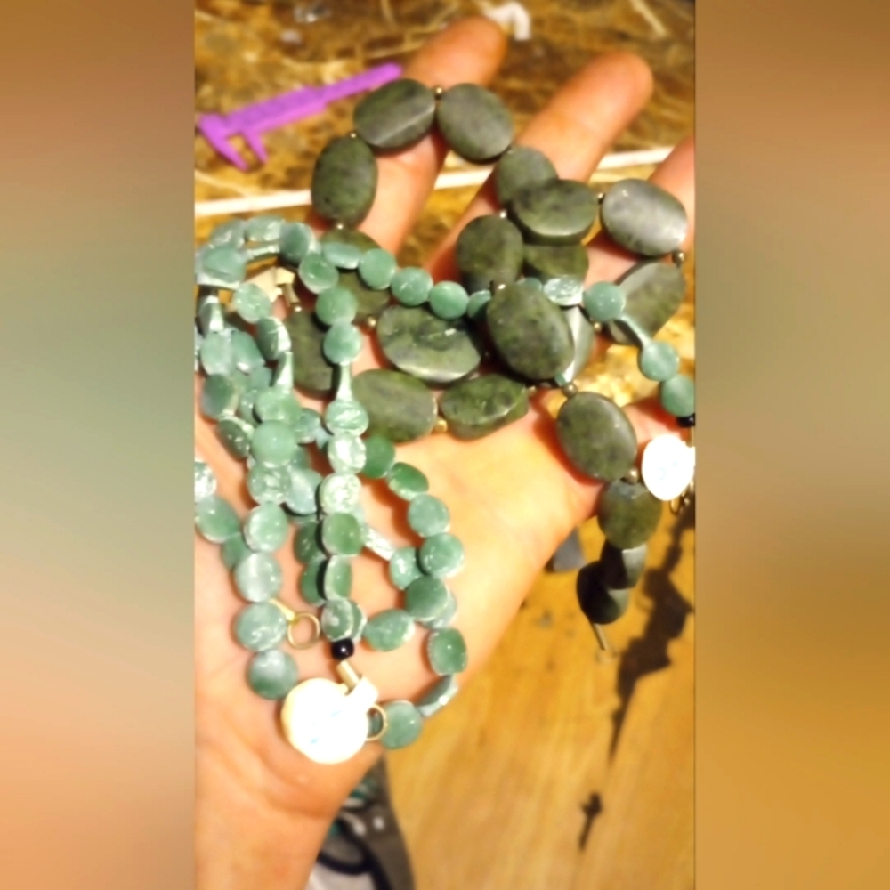 Amazonite 3 strand lot 925 Bali sterling